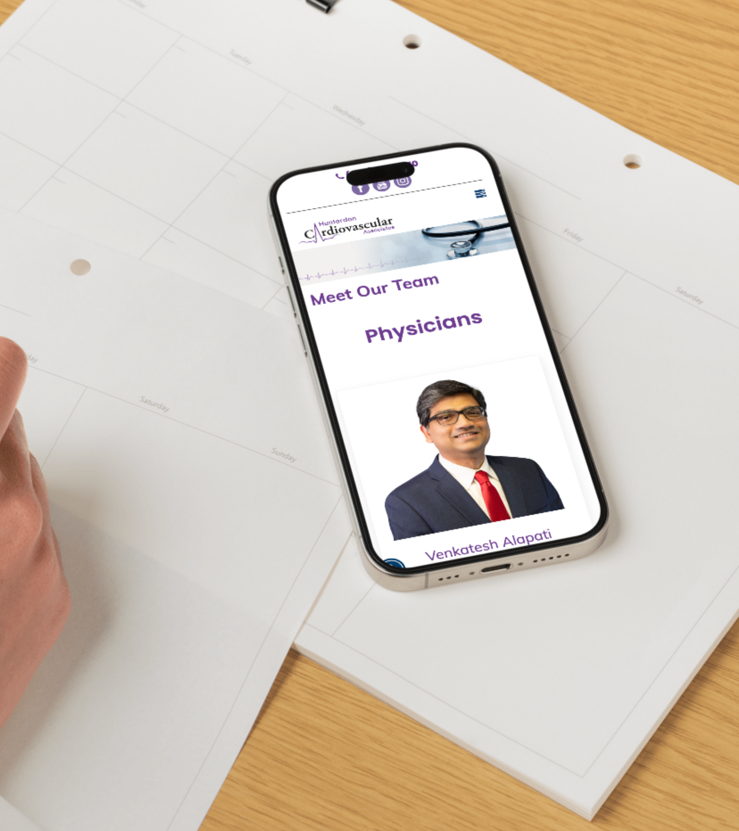 Smartphone showing the HCA website