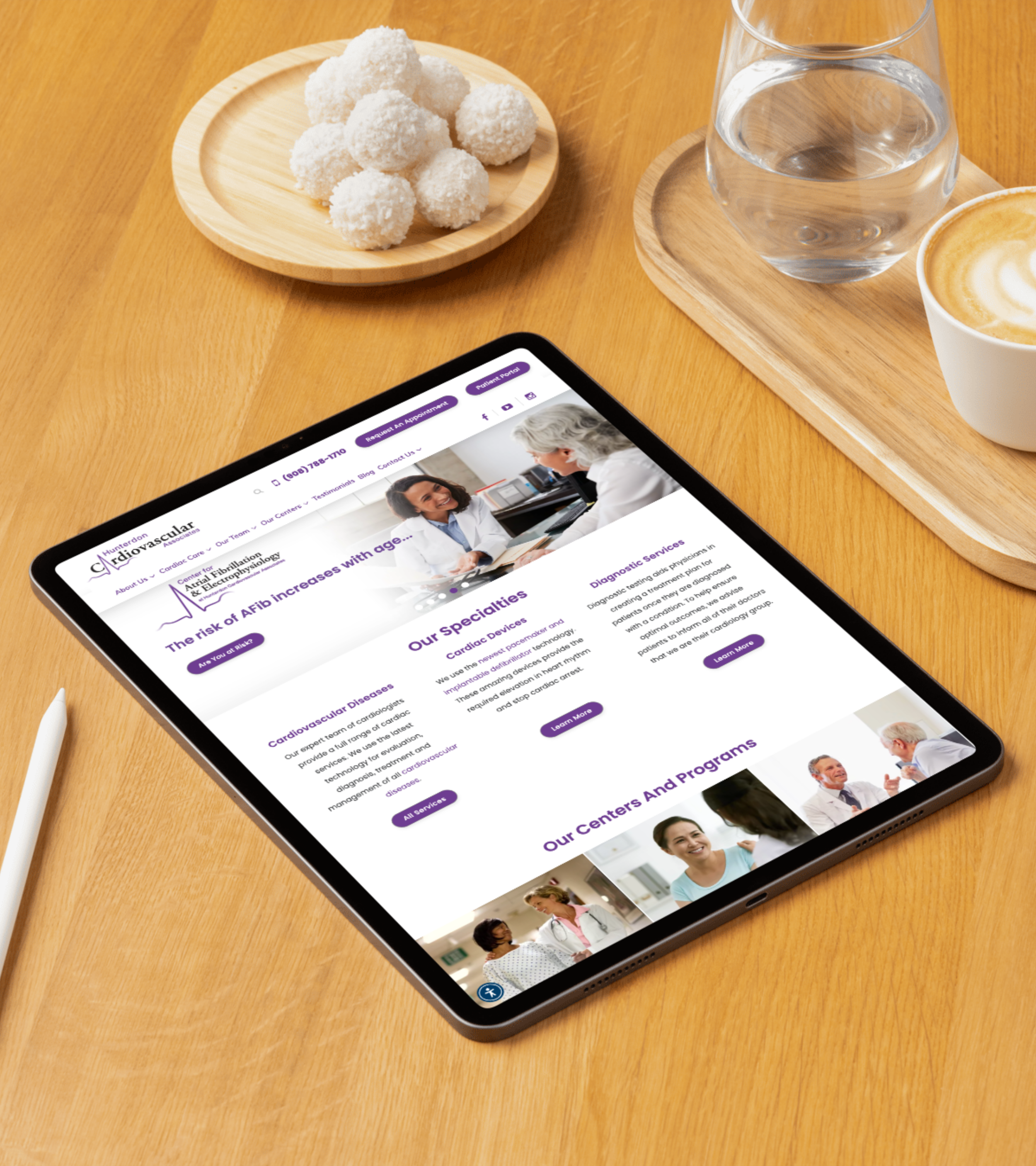 Tablet showing the HCA website