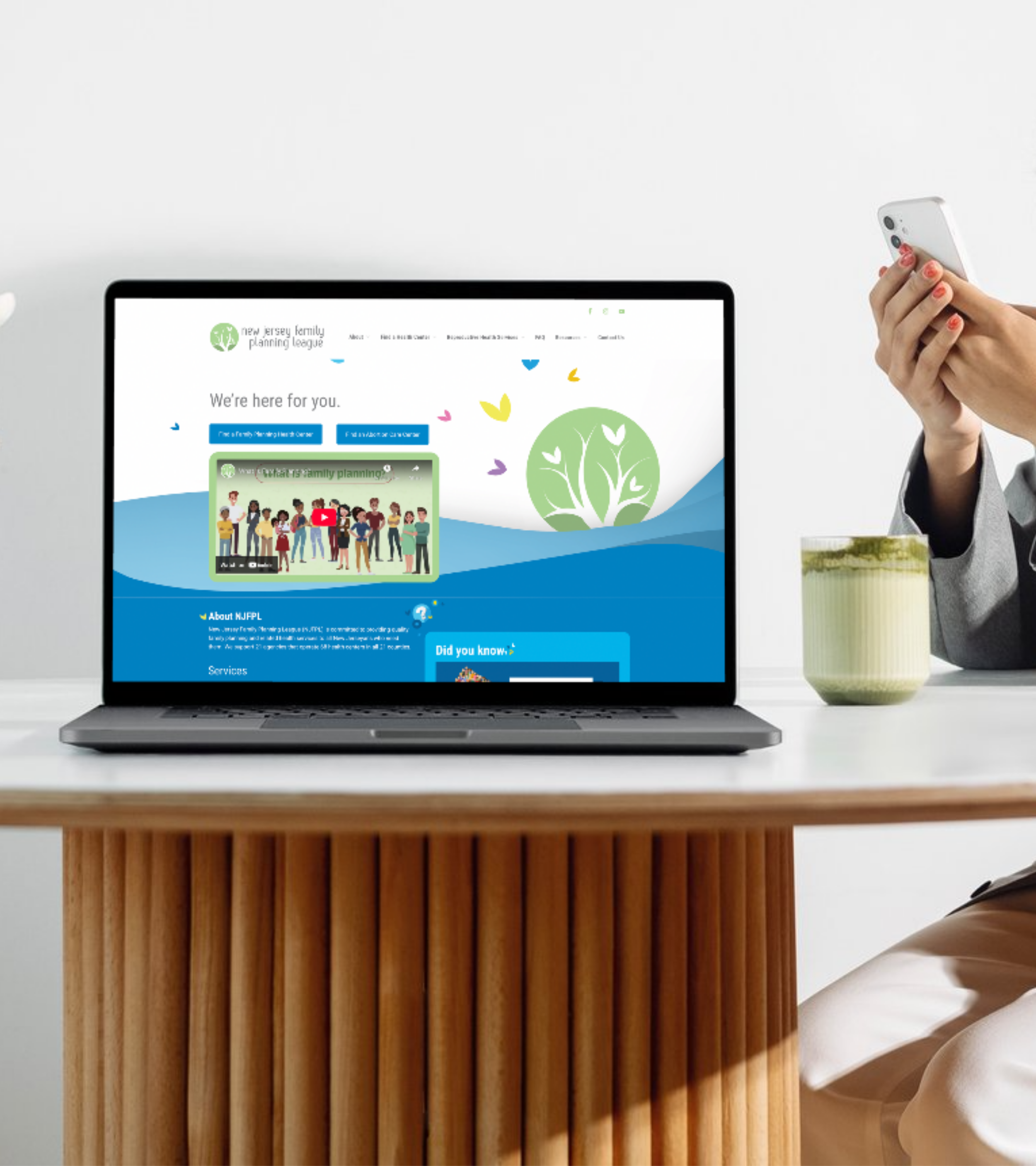 An open laptop with the New Jersey Family Planning League website displayed